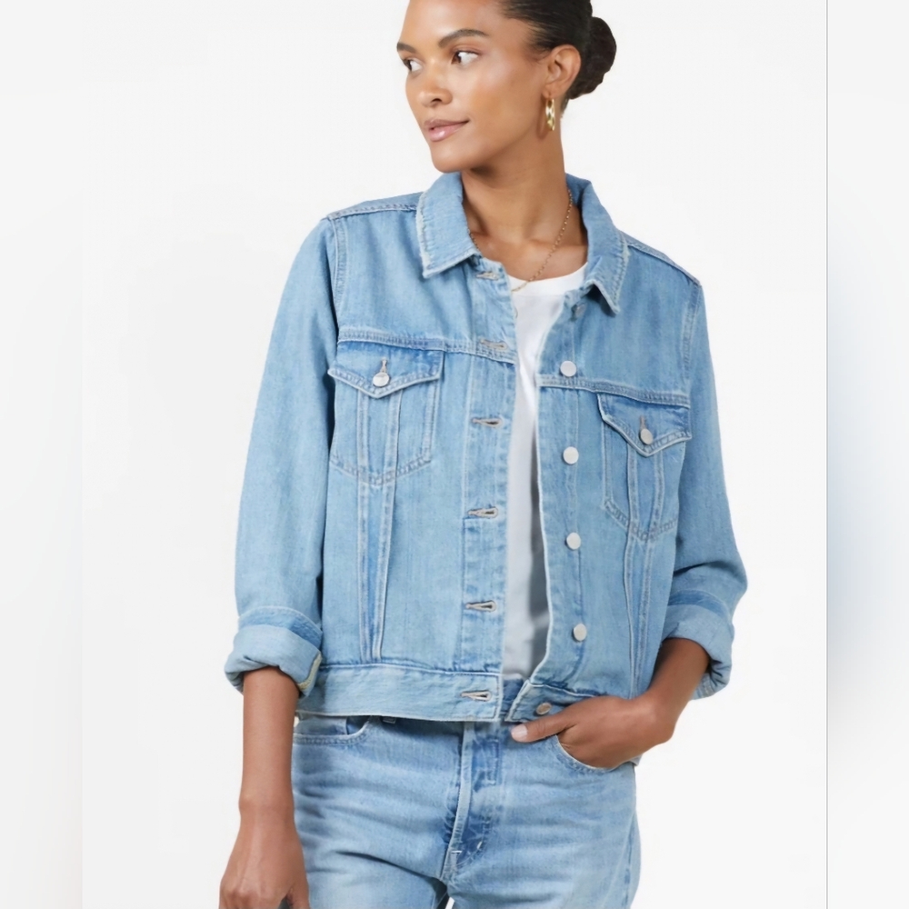 Outerknown Peacenik ORGANIC Cotton Denim Trucker Jean Jacket, Vintage Med Wash